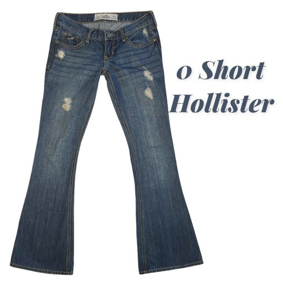 Hollister Denim - Size 0 Short Hollister Medium Wash Blue Distressed Bootcut Denim Jeans